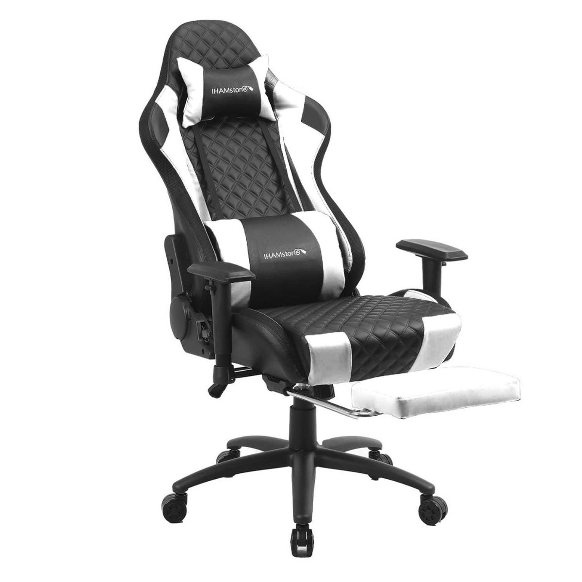 IHAM STORE - Silla Gamer de Escritorio Titanium Negra con Blanco