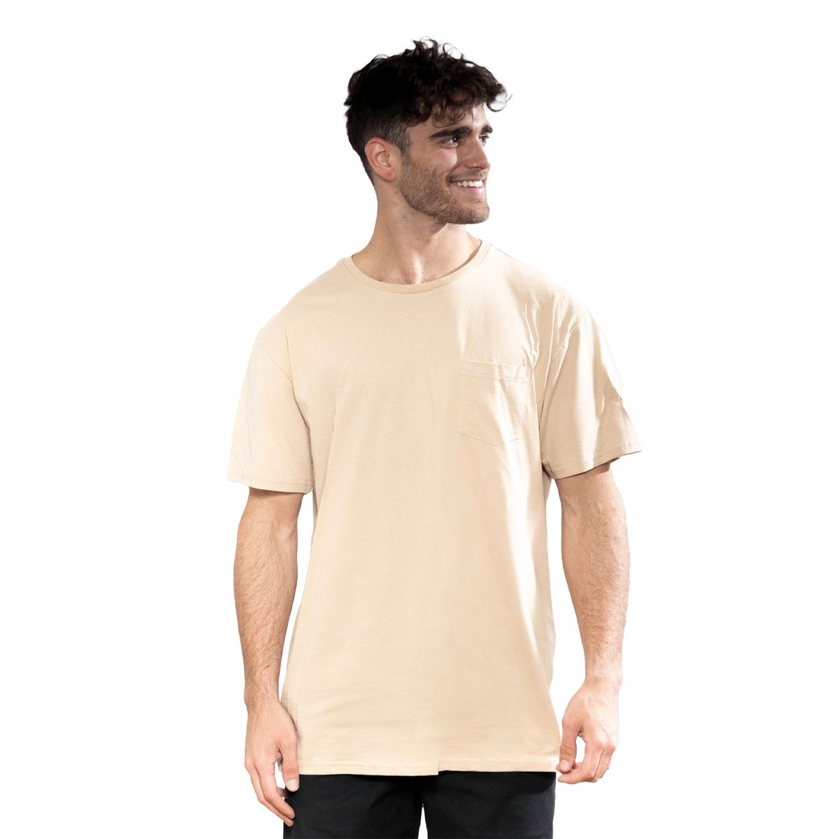 FALCONE - Polera Orgánica con Bolsillo Café Claro Hombre Falcone