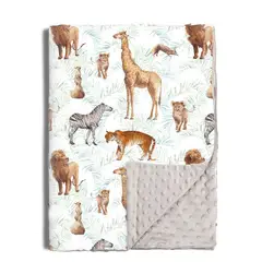 MY MOMI - Manta Bebé beige animales Extra Suave 100x75 cm