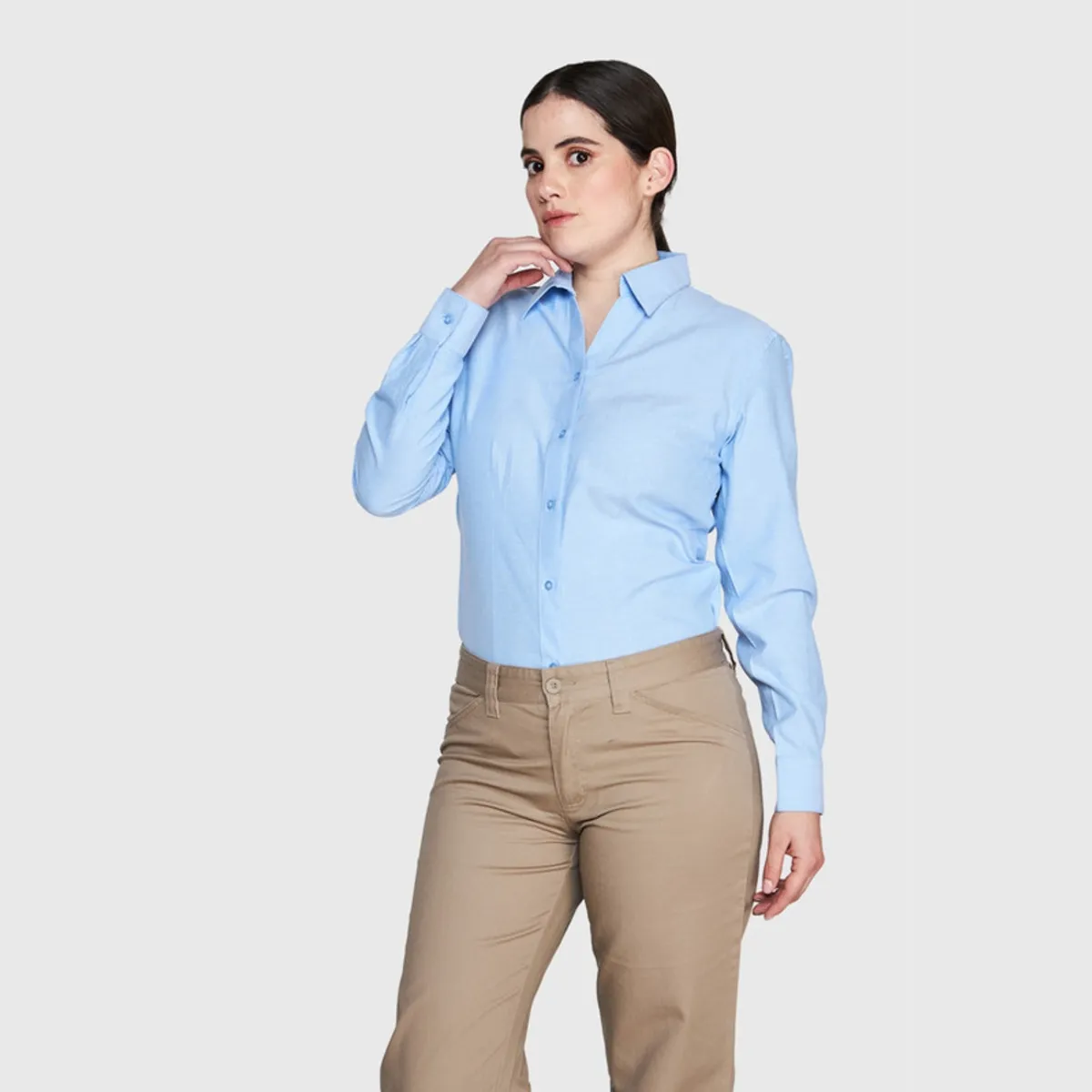 JAYSON - Blusa Oxford Cuello V M/L