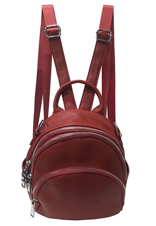 Mochila Cuero Mujer Rojo Rojo TALLA UNICA