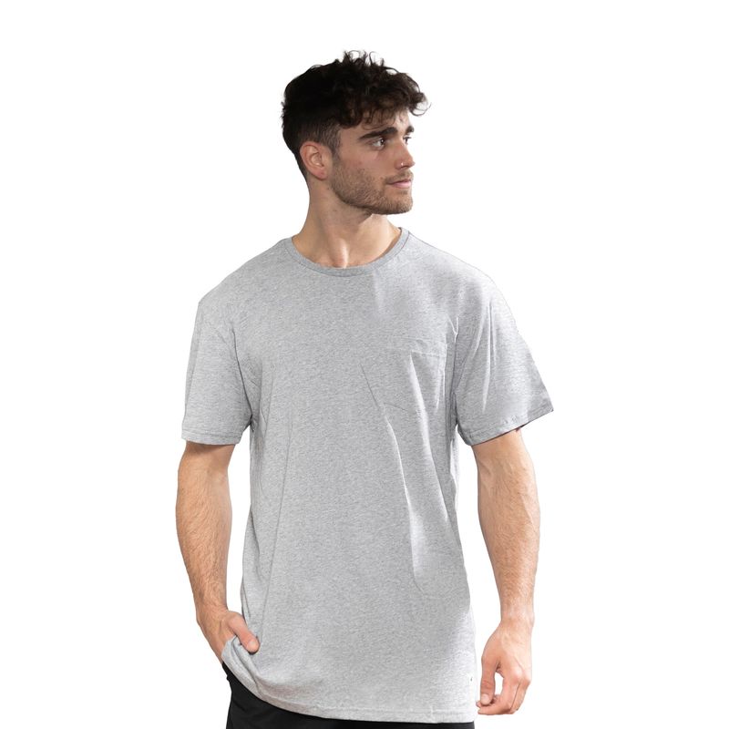 FALCONE - Polera Orgánica con Bolsillo Gris Melange Hombre Falcone