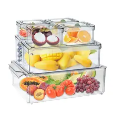 GENERICO - Organizador Refrigerador Transparente Alta Resistencia 7 Pcs Con Tapa