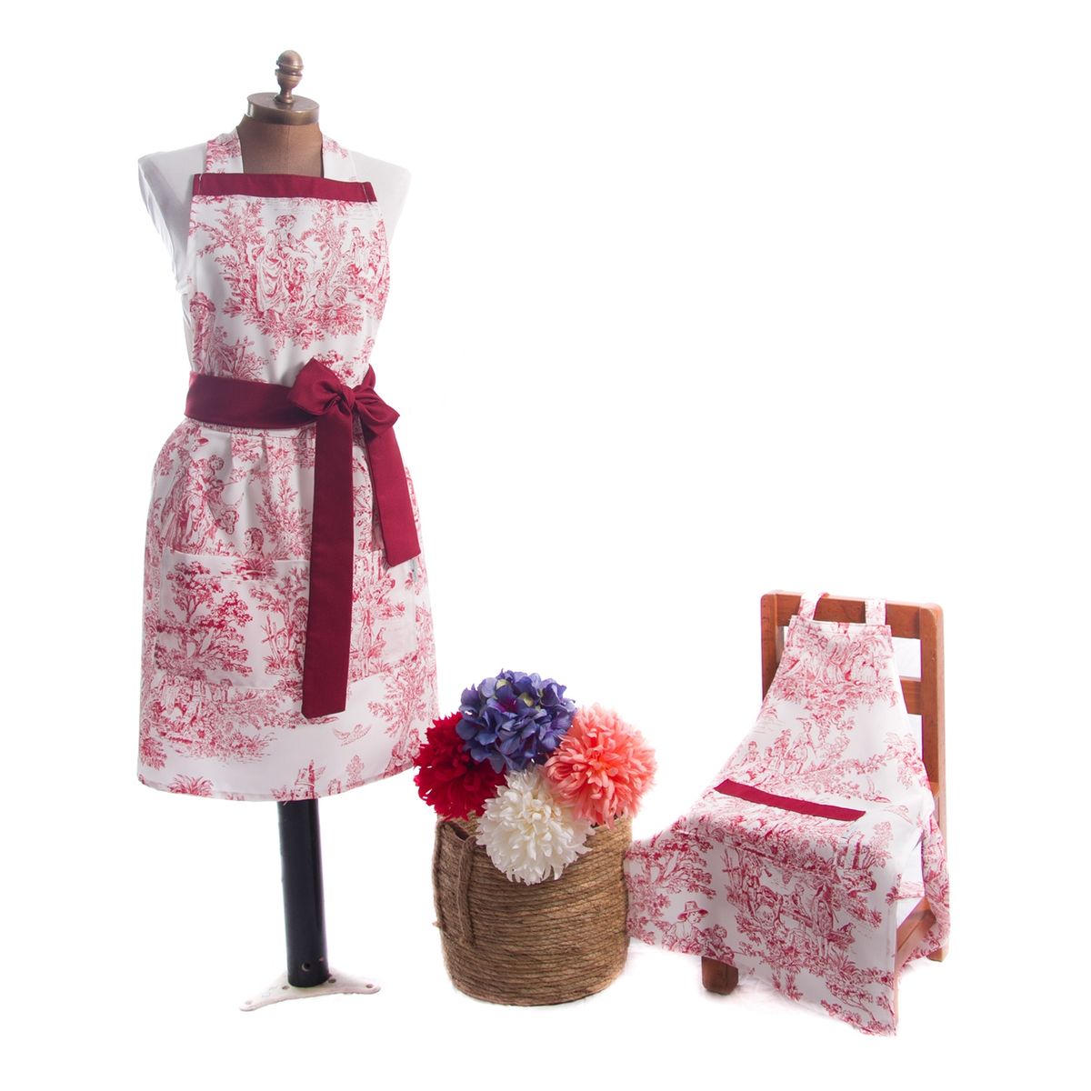 COCHO COCHO - Set Delantal Mamá e Hija Cocho Cocho Paisley Burdeo