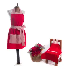 COCHO COCHO - Set Delantal Mamá e Hija Rojo Líneas Rojas