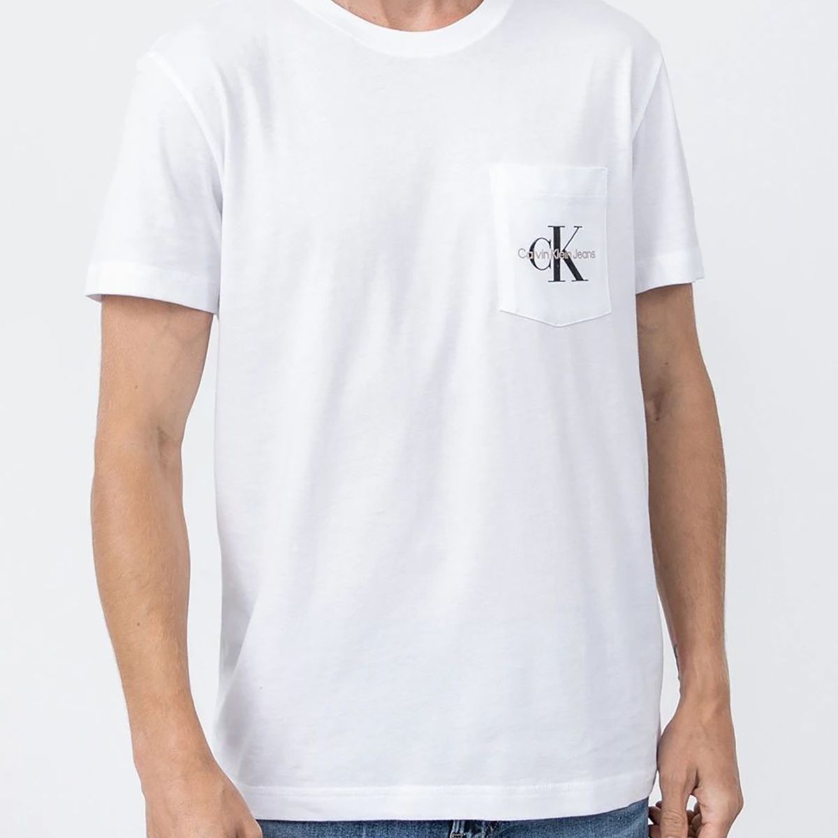 CALVIN KLEIN - Polera Monogram Logo Pocket Blanco Calvin Klein