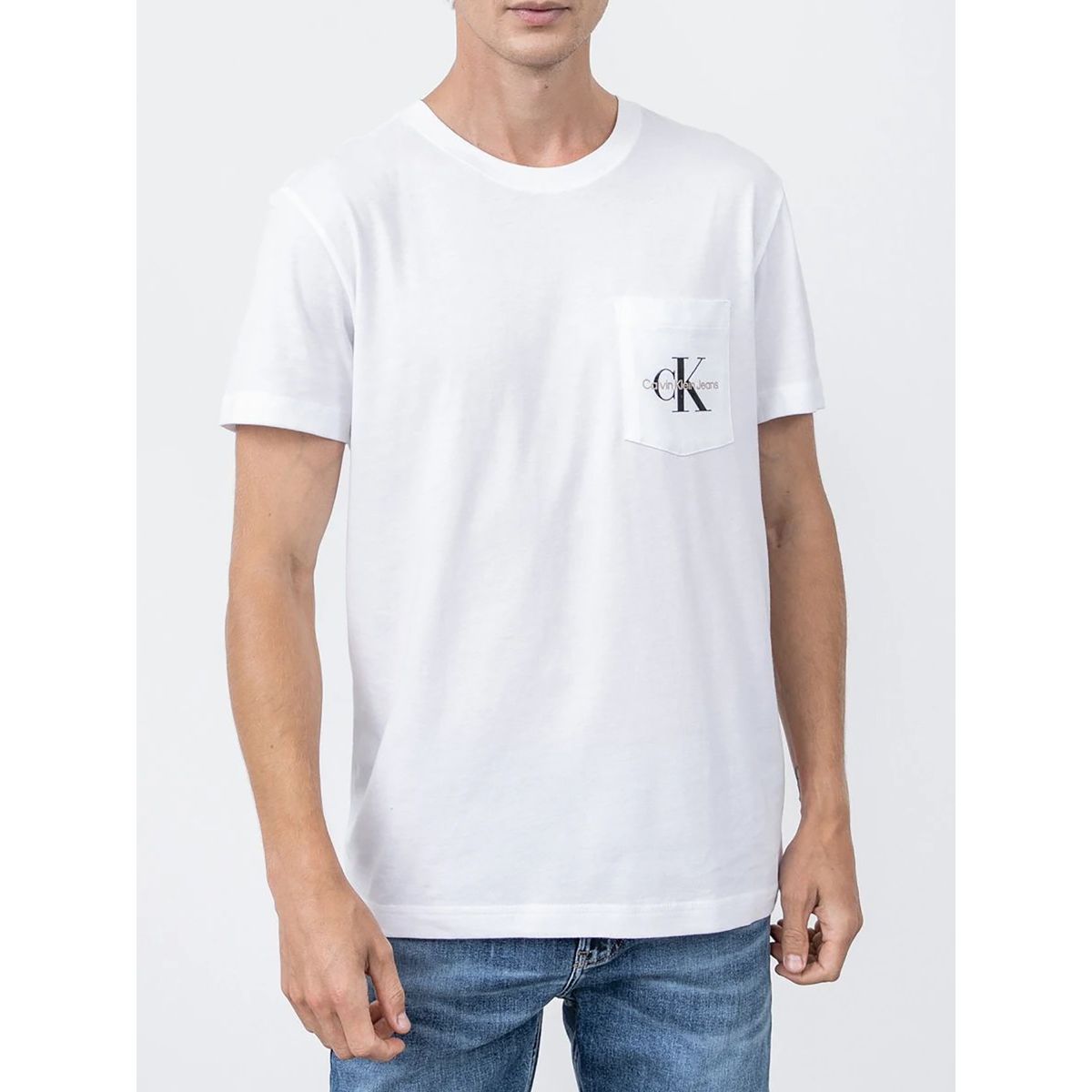 CALVIN KLEIN - Polera Monogram Logo Pocket Blanco Calvin Klein