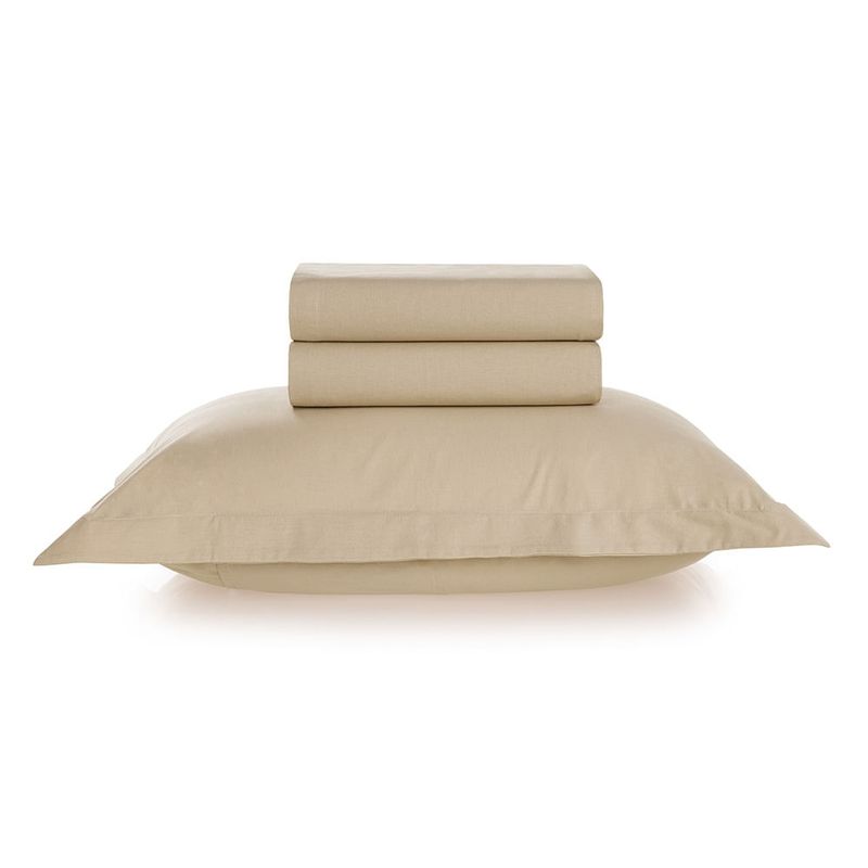 KARSTEN - Juego de sábanas Karsten Liss 1.5 plazas 180 hilos Beige