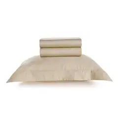 KARSTEN - Juego de sábanas Domos 1.5 plazas 270 hilos Beige