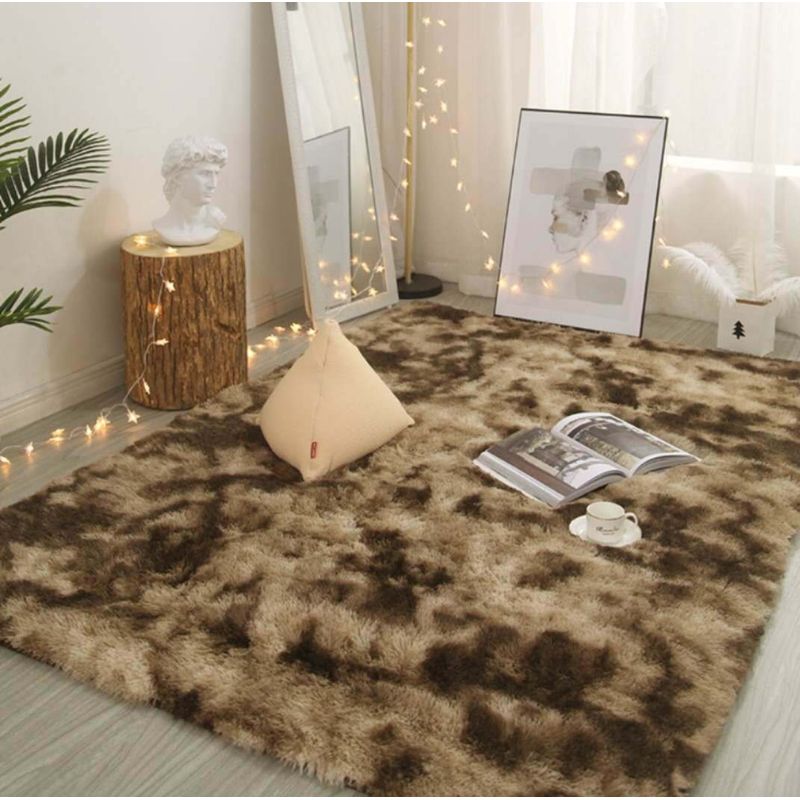 GENERICO - Alfombra Bajada De Cama Peluda 120cm X 160cm  Marron Jaspeado