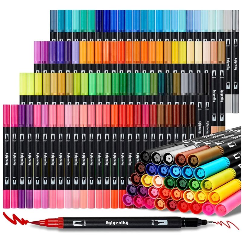 GENERICO - Marcadores Doble Punta Tipo Pincel 100 Colores Letering Dual