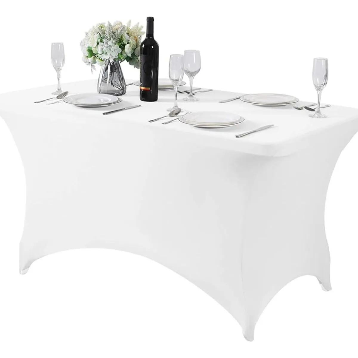 TODODESCUENTO - Mantel Forro En Spandex Para Mesa Plegable 1.80 Mts- Blanco