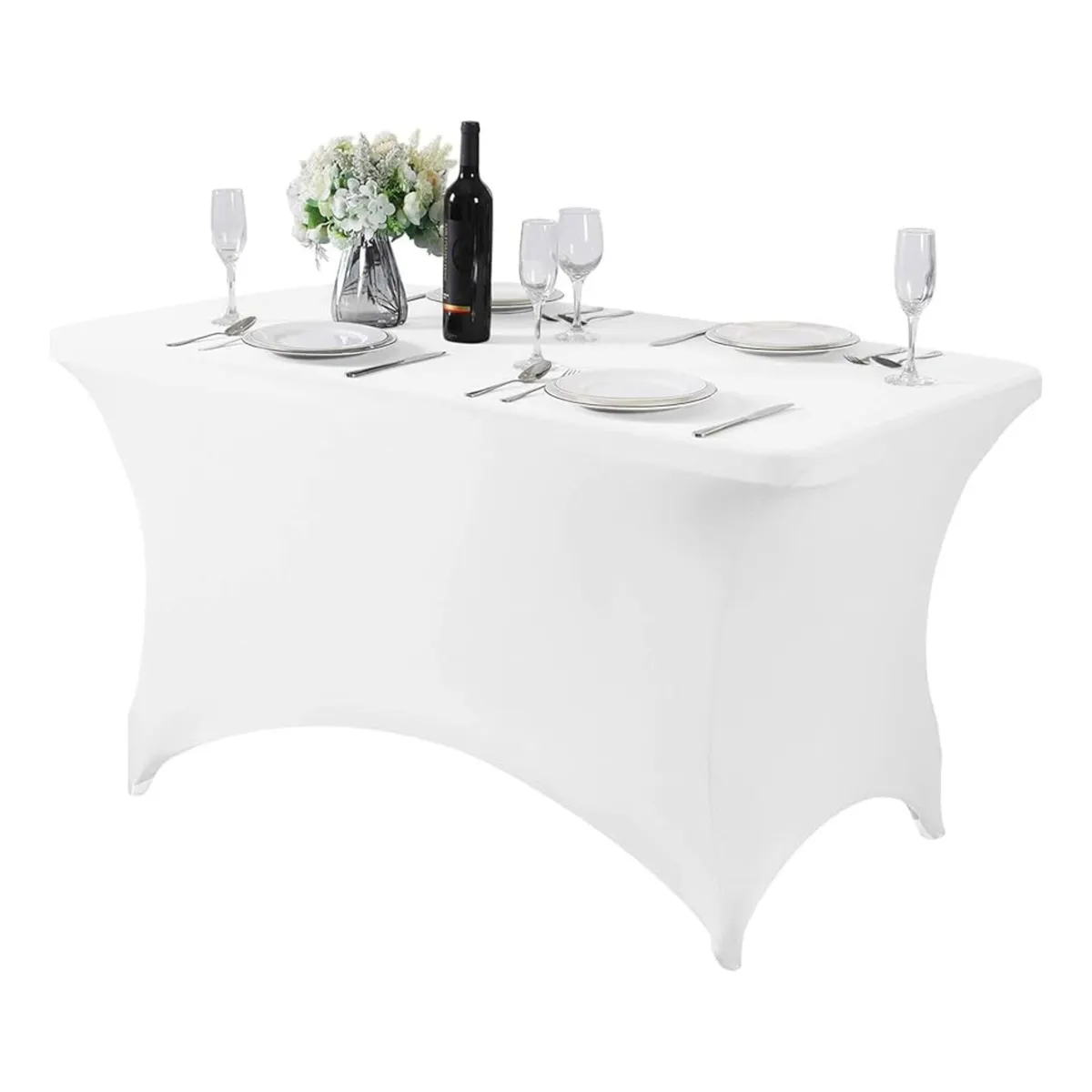 TODODESCUENTO - Mantel Forro En Spandex Para Mesa Plegable 1.80 Mts- Blanco