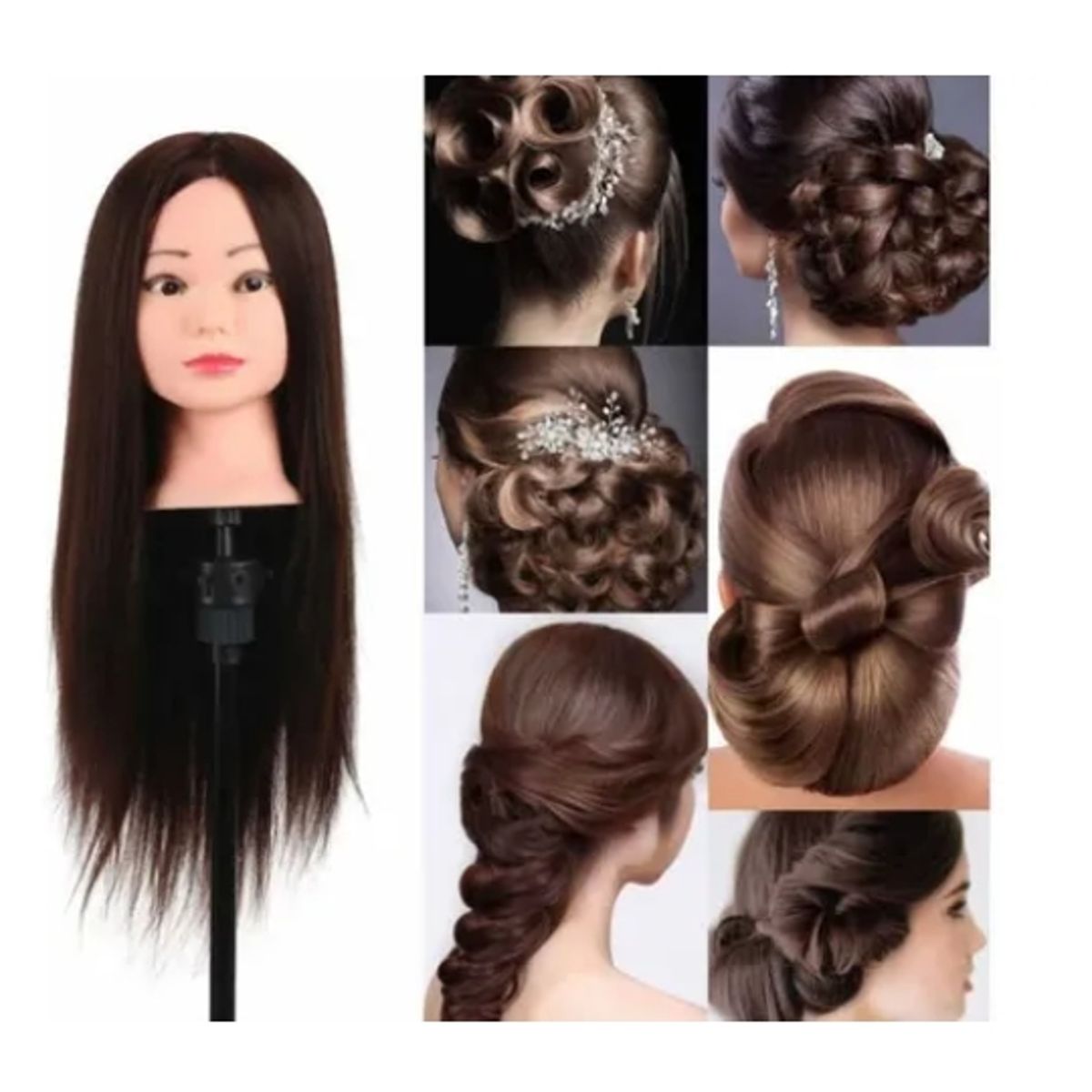 GENERICO - Cabeza De Peluquería Técnica Castaño 80 Naturales