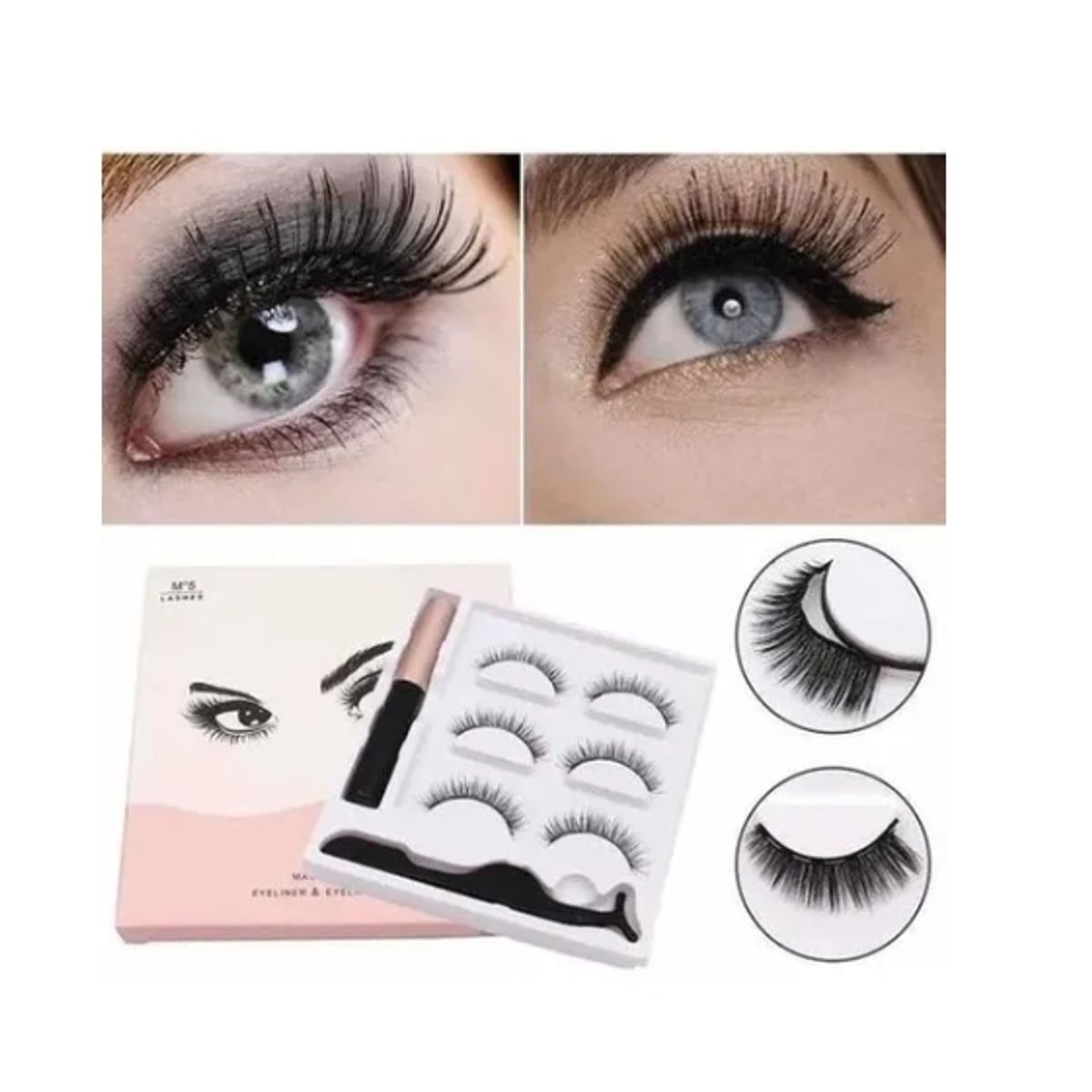 GENERICO - Pestañas Magnéticas Set 3 Unidades Más Pinza Y Delineador