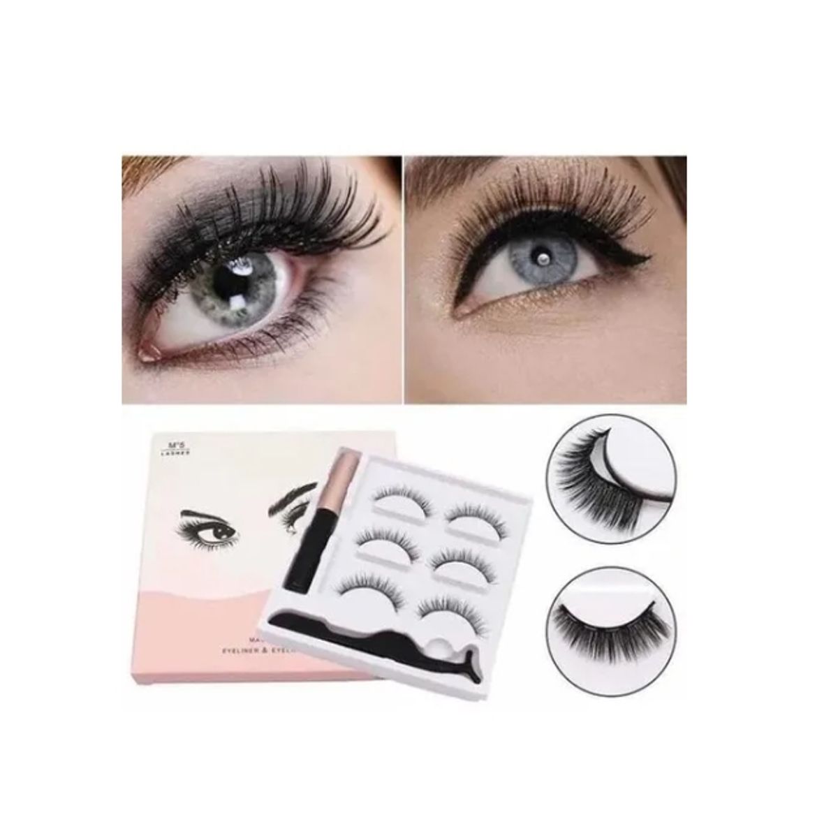 GENERICO - Pestañas Magnéticas Set 3 Unidades Más Pinza Y Delineador