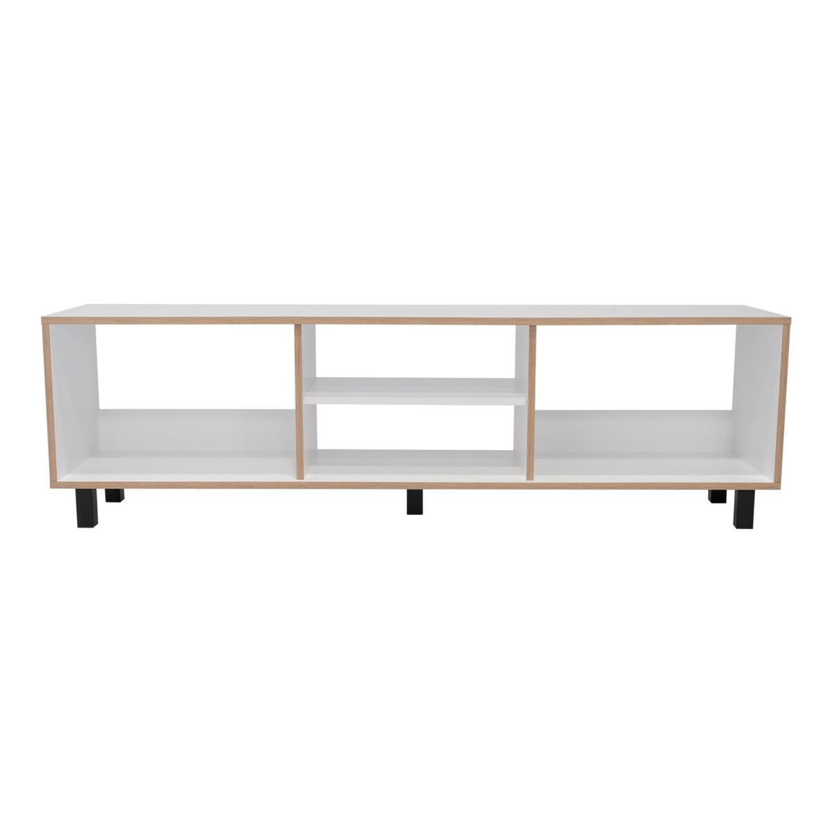 FMFURNITURE - Rack TV 70" Con 5 Repisas - Blanco 47.5x160x35 cm