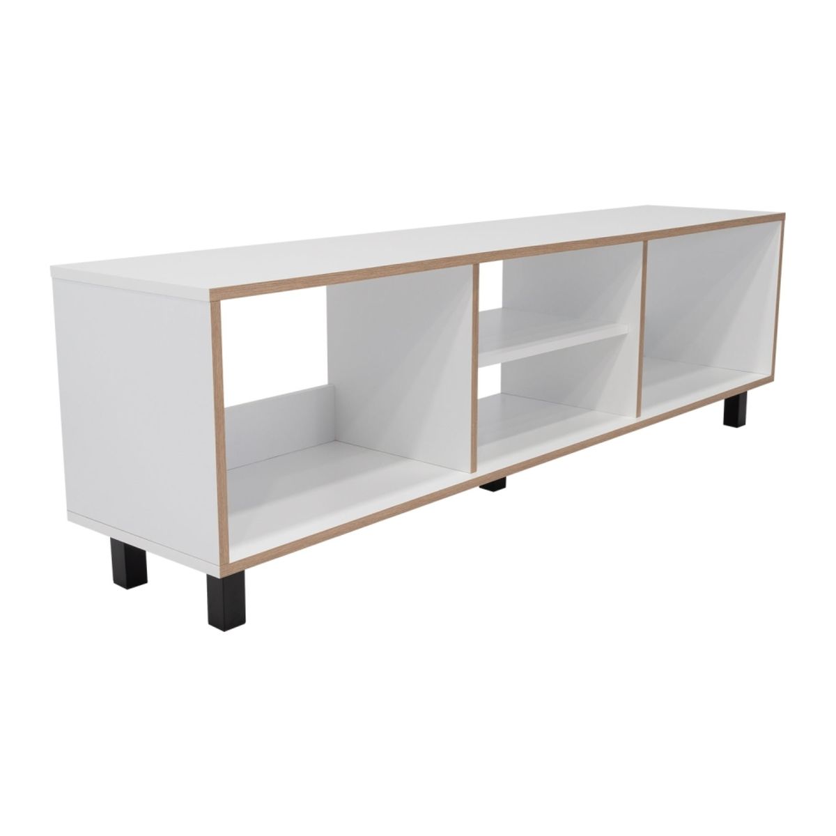 FMFURNITURE - Rack TV 70" Con 5 Repisas - Blanco 47.5x160x35 cm