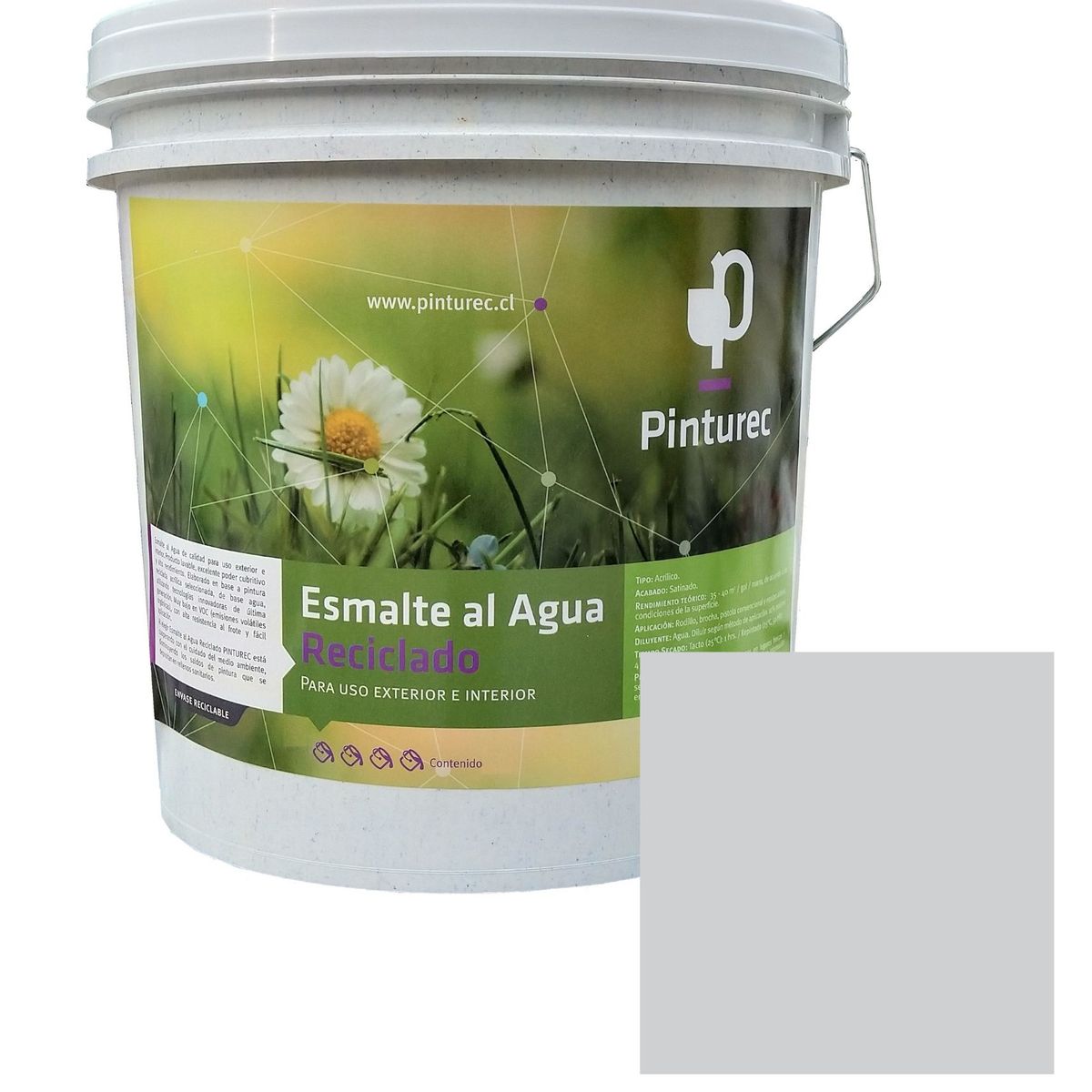 PINTUREC - Esmalte al Agua Pinturec Satinado Gris Piedra 4G