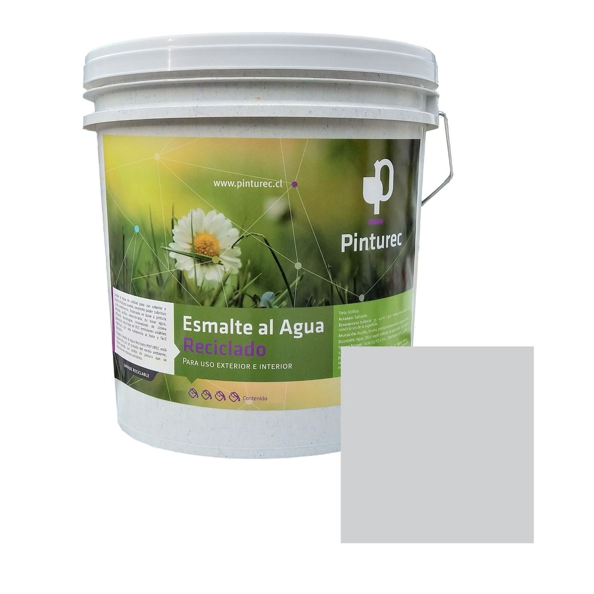 PINTUREC - Esmalte al Agua Pinturec Satinado Gris Piedra 4G