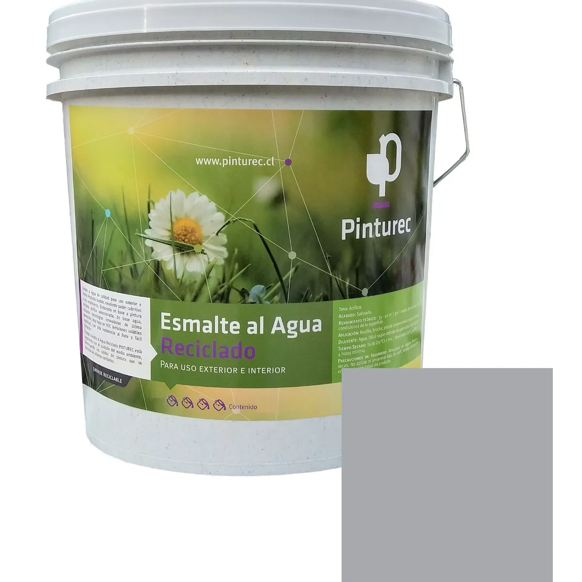 PINTUREC - Esmalte al Agua Pinturec Satinado Gris Pucara 4G