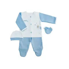 MOONWEAR - Conjunto 4 Piezas Monkey Celeste Algodón Peruano