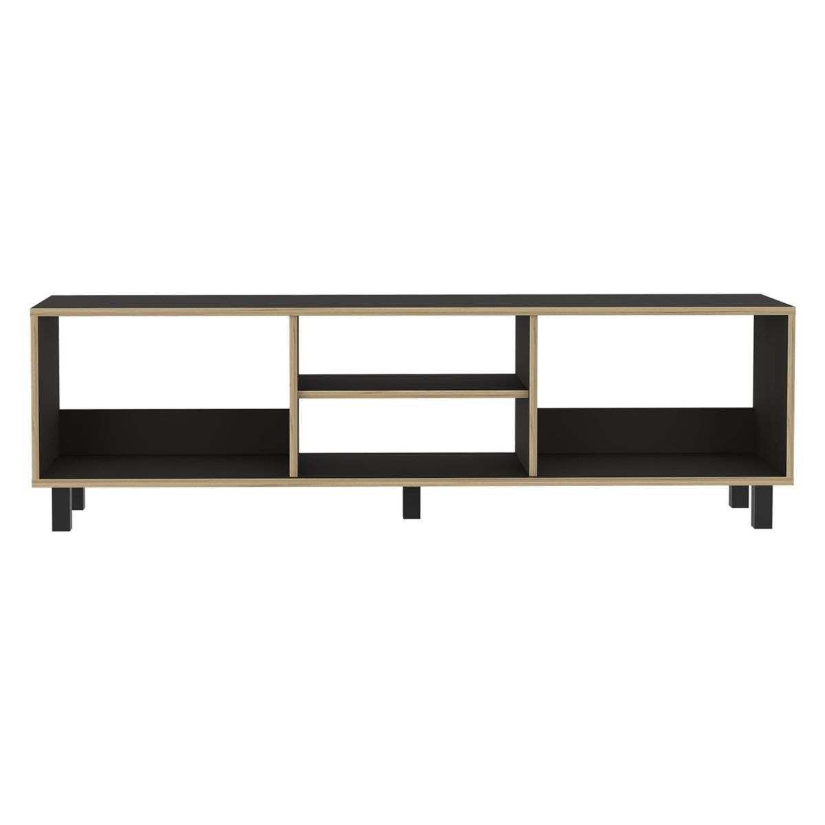 FMFURNITURE - Rack TV 70" Con 5 Repisas Negro 47.5x160x35 cm