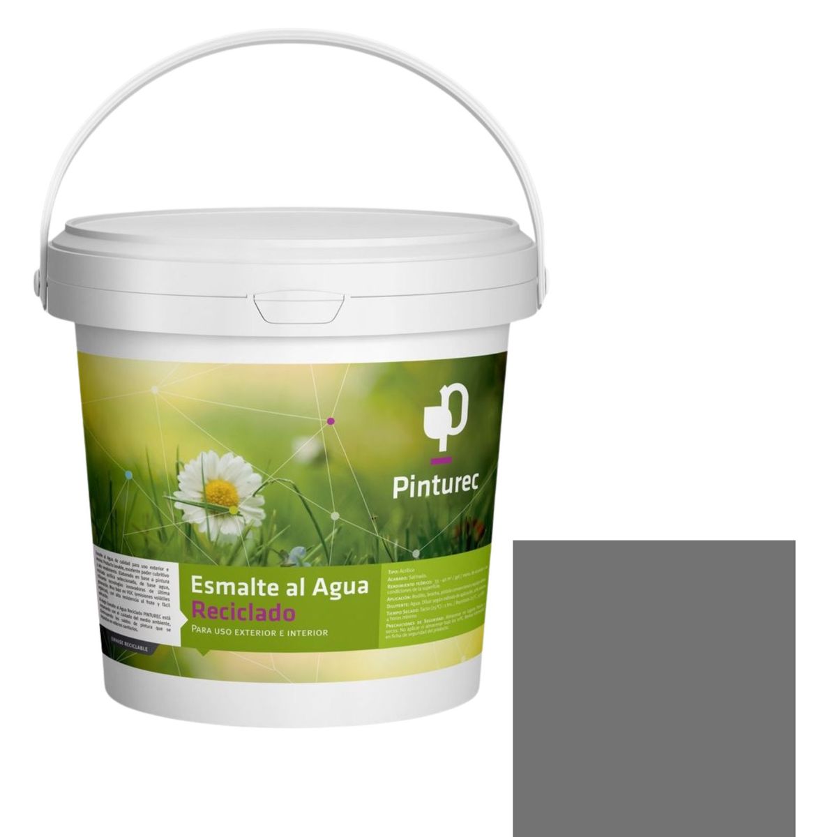 PINTUREC - Esmalte al Agua Pinturec Satinado Gris Tatio 1G