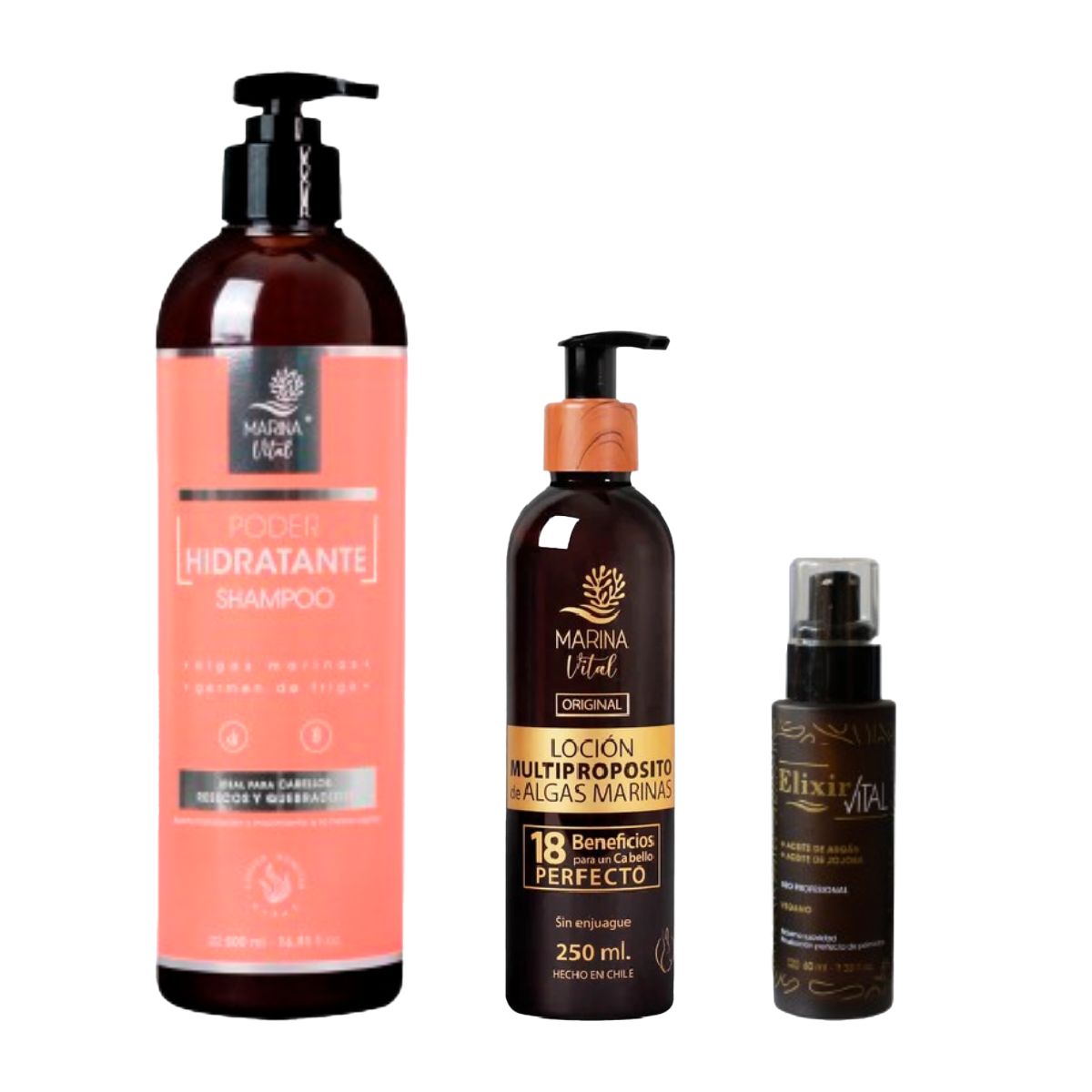 MARINA VITAL - Shampoo Poder Hidratante Loción Multi Y Serum Marina Vital