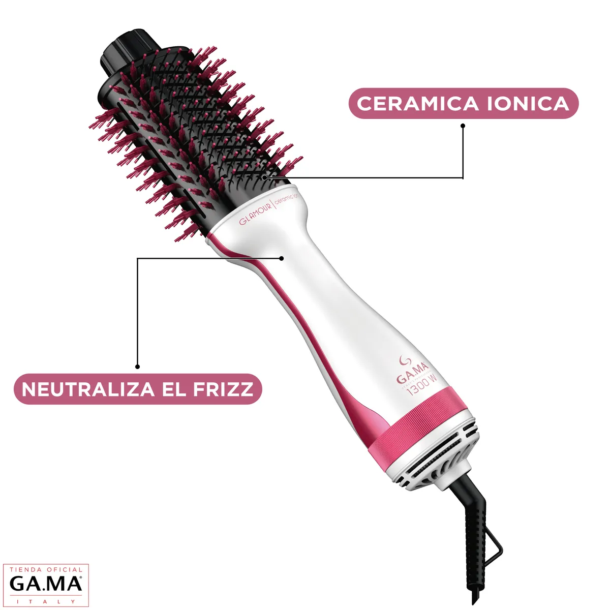 GAMA - Cepillo Secador Glamour Pink Gama 3DMY Ceramic Ion
