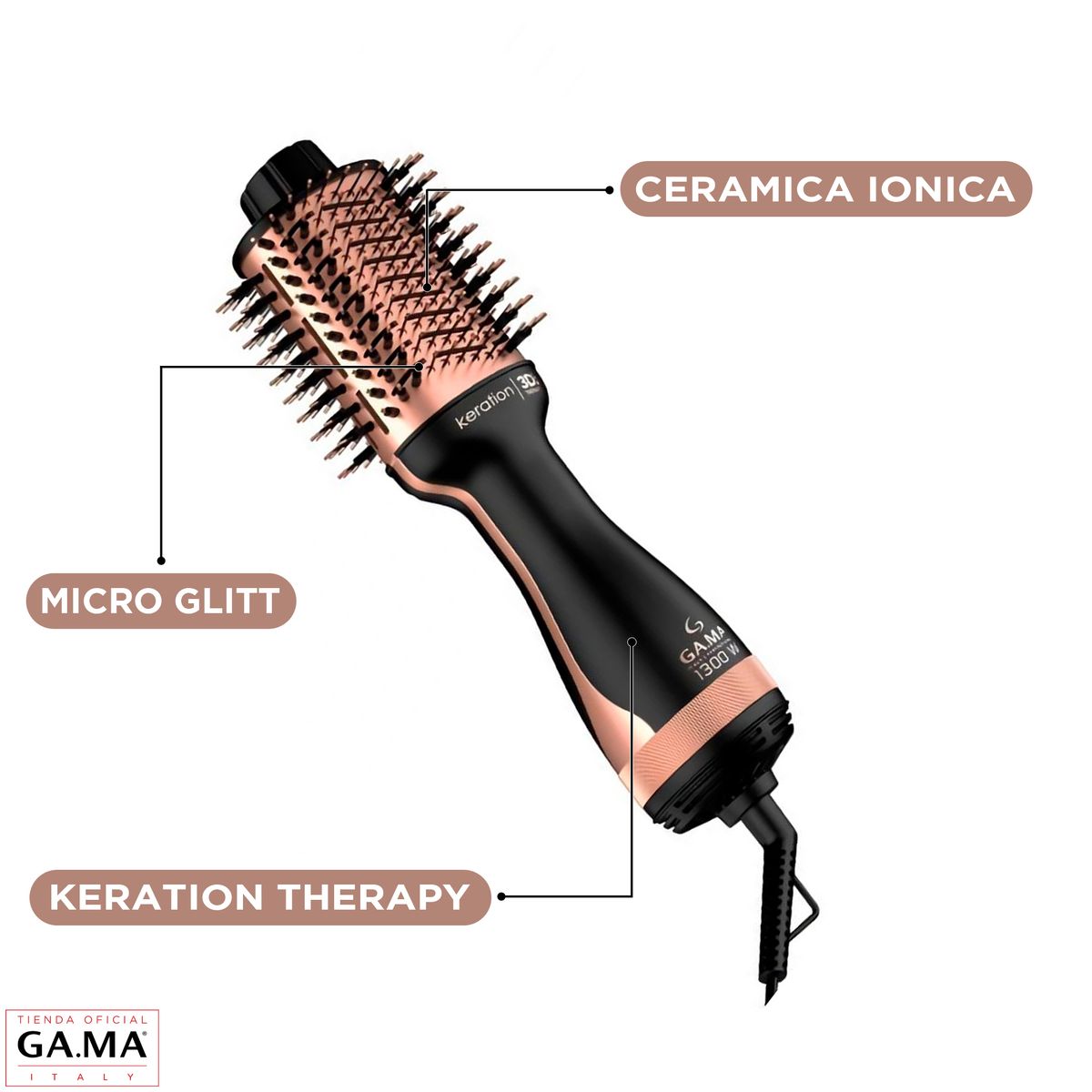 GAMA - Cepillo Modelador Gama Keration 3D-MY Secador Voluminizador