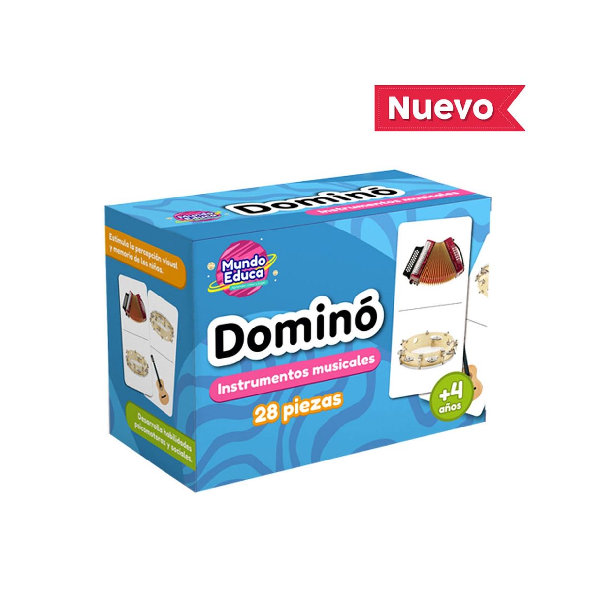 ADETEC - Set 3 Juegos De Mesa Domino Vocales Clasico Y Instrumentos M