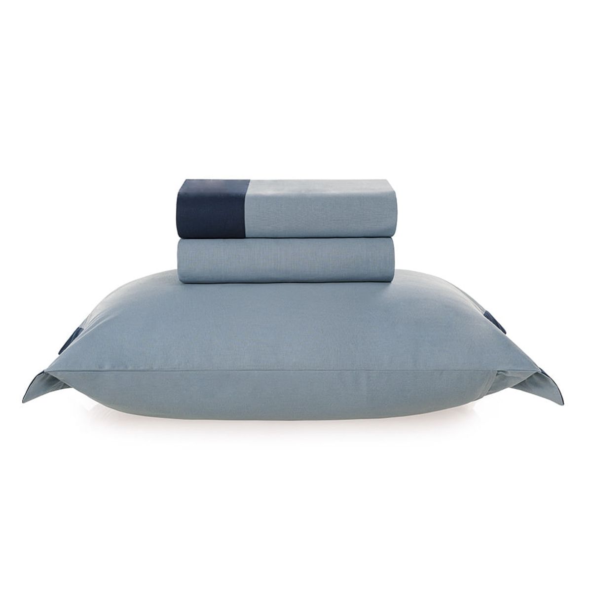 KARSTEN - Juego de sábanas Karsten Viena 1.5 plazas 180 hilos Azul Piedra