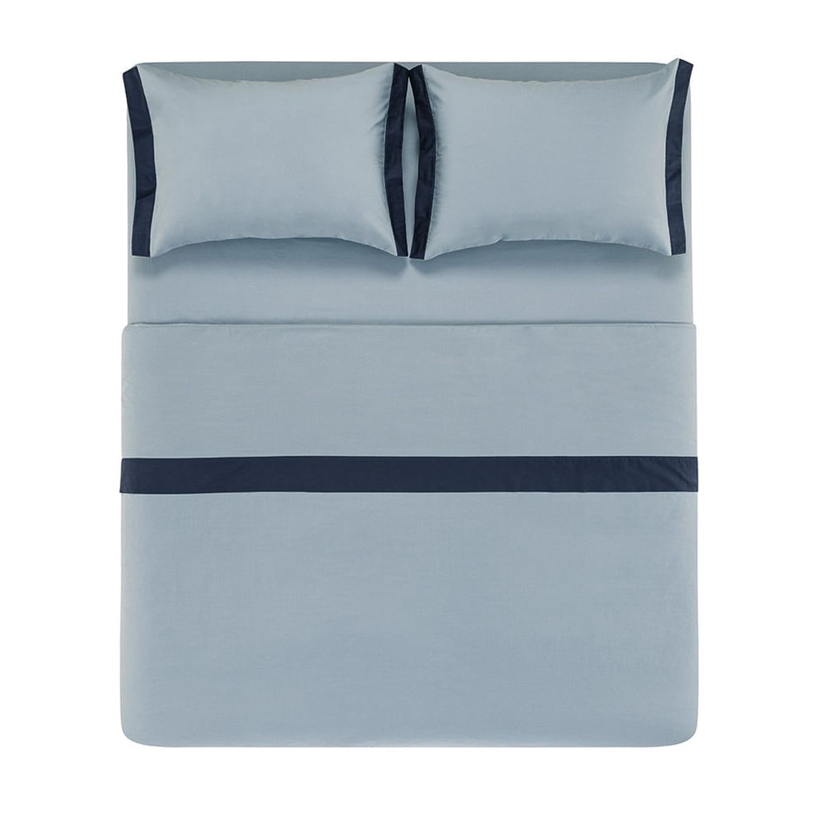 KARSTEN - Juego de sábanas Karsten Viena 1.5 plazas 180 hilos Azul Piedra