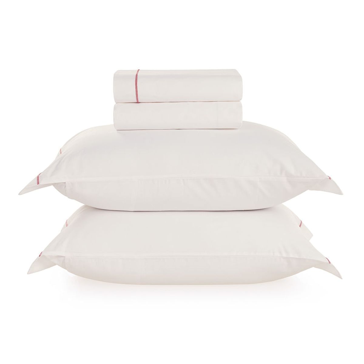 KARSTEN - Juego de sábanas Karsten Royale Super King 180 hilos Blanco/Rosa