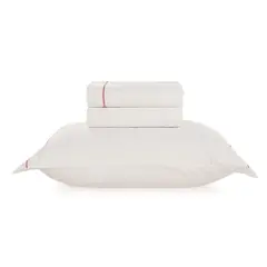 KARSTEN - Juego de sábanas Royale 1.5 plazas 180 hilos Blanco/Rosa