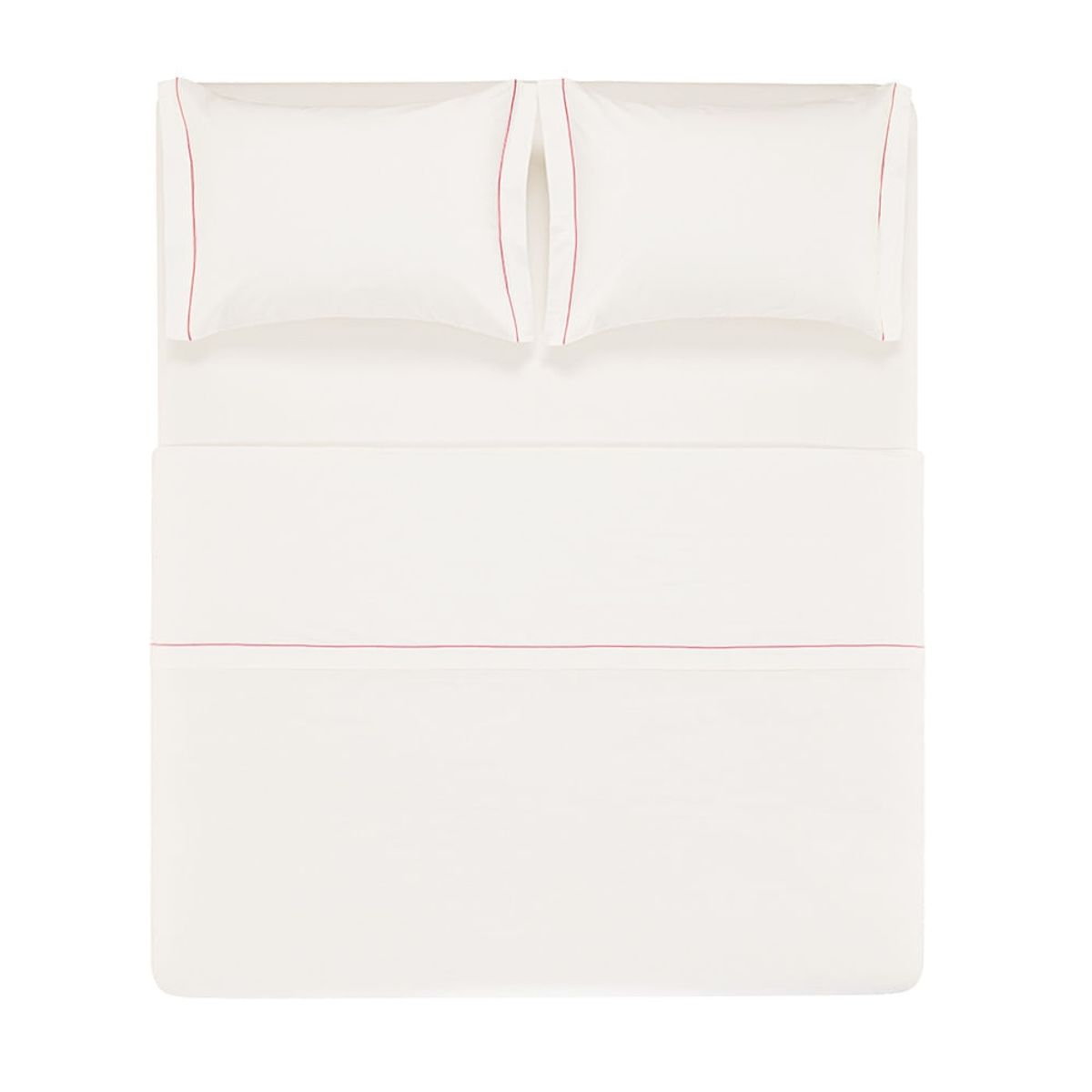 KARSTEN - Juego de sábanas Karsten Royale 1.5 plazas 180 hilos Blanco/Rosa