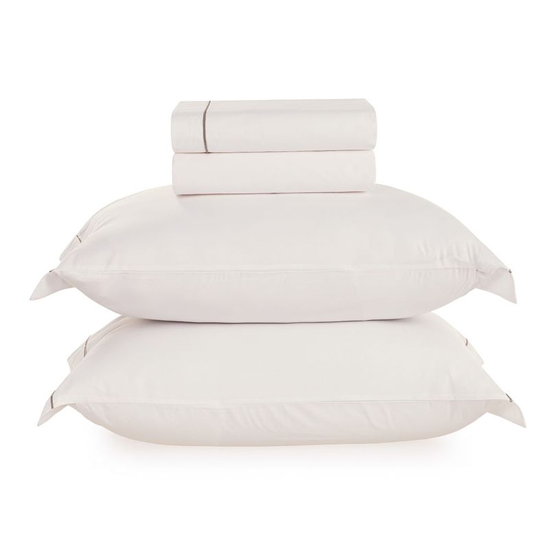 KARSTEN - Juego de sábanas Karsten Royale Super King 180 hilos Blanco/Beige