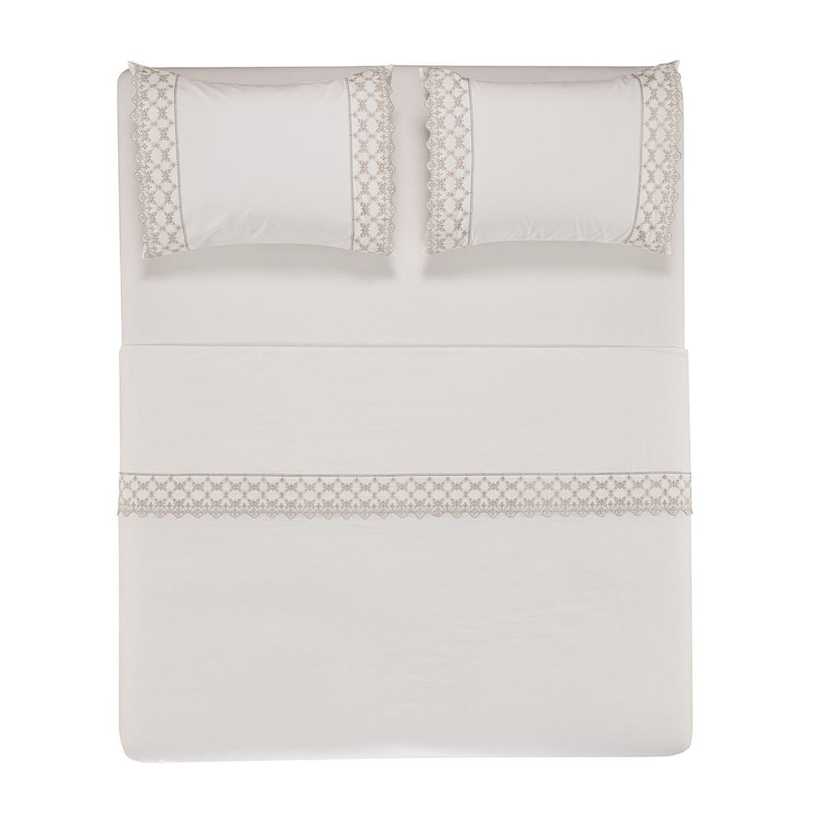 KARSTEN - Juego de sábanas Karsten Constanza 1.5 plazas 180 hilos Blanco/Beige