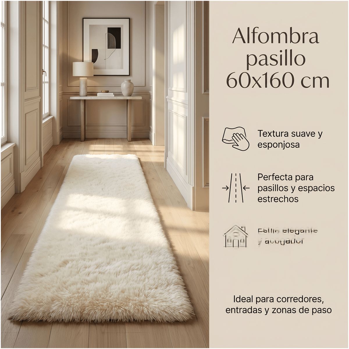 HOMER DESIGN - Bajada De Cama Peluda Alfombra 60x160 Cm Homer Design