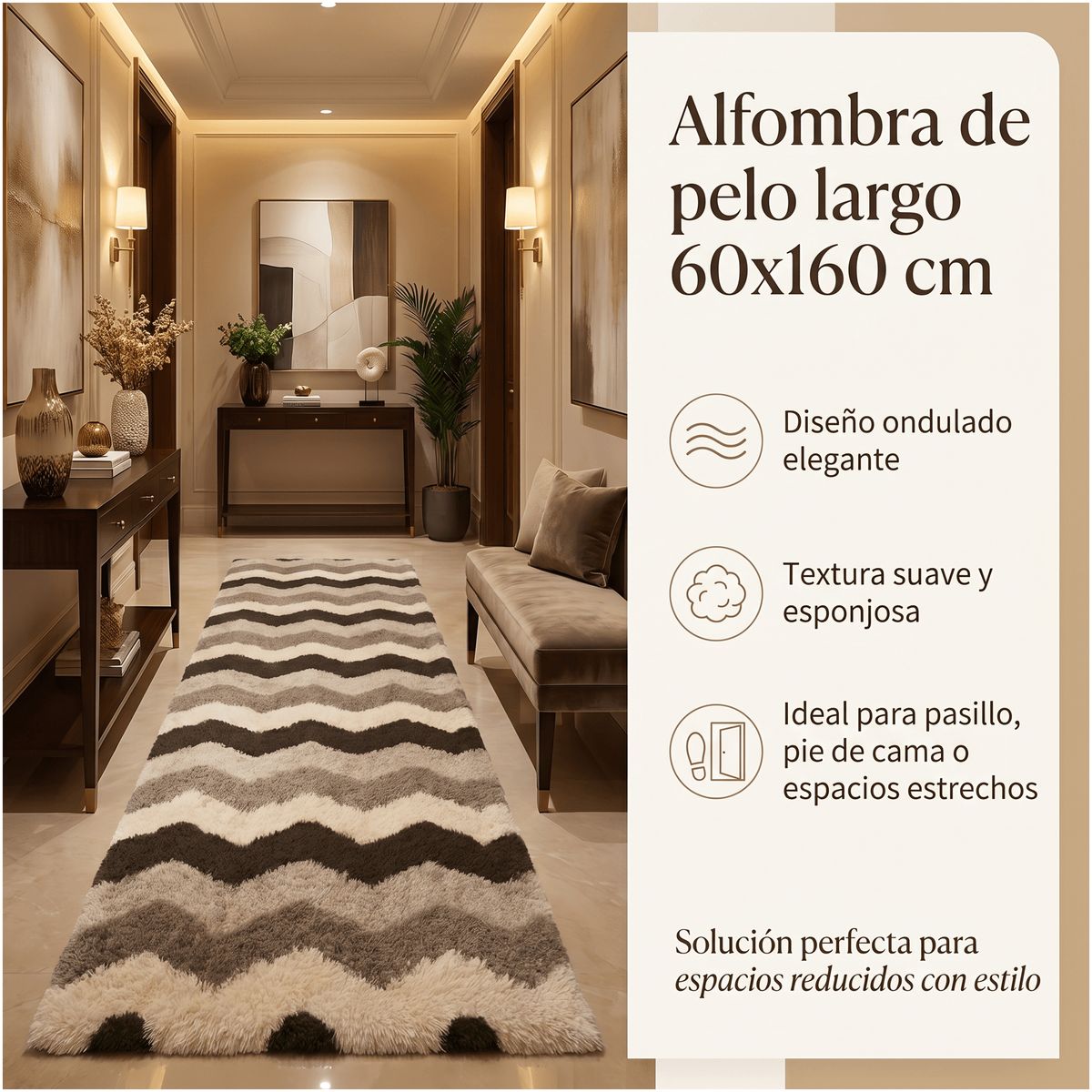 HOMER DESIGN - Bajada De Cama Peluda Alfombra 60x160 Cm Homer Design