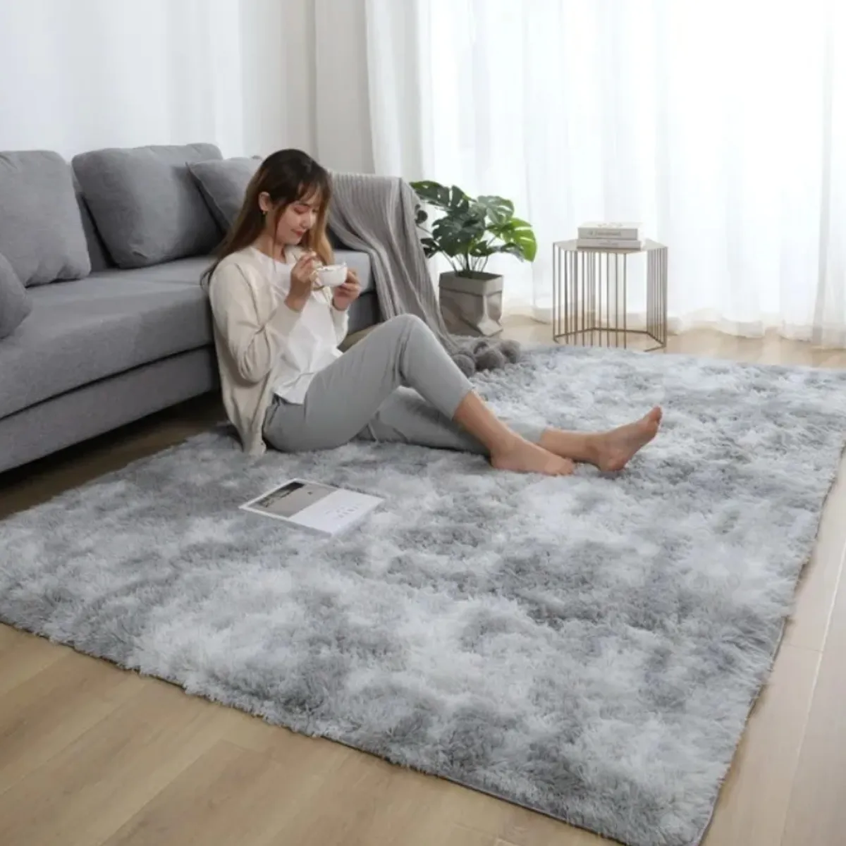 HOMER DESIGN - Alfombra 180x200cm Peluda Super Suave para living bajada de cama