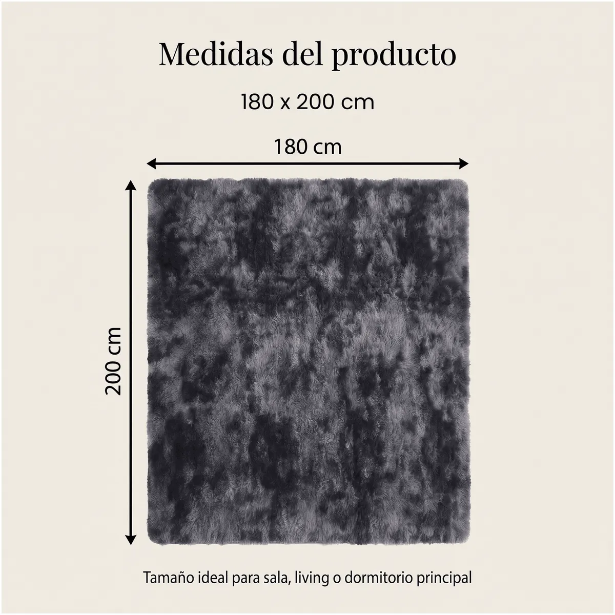 HOMER DESIGN - Alfombra 180x200cm Peluda Super Suave para living bajada de cama
