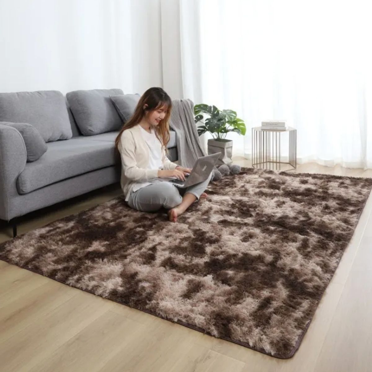 HOMER DESIGN - Alfombra 180x200cm Peluda Super Suave para living bajada de cama