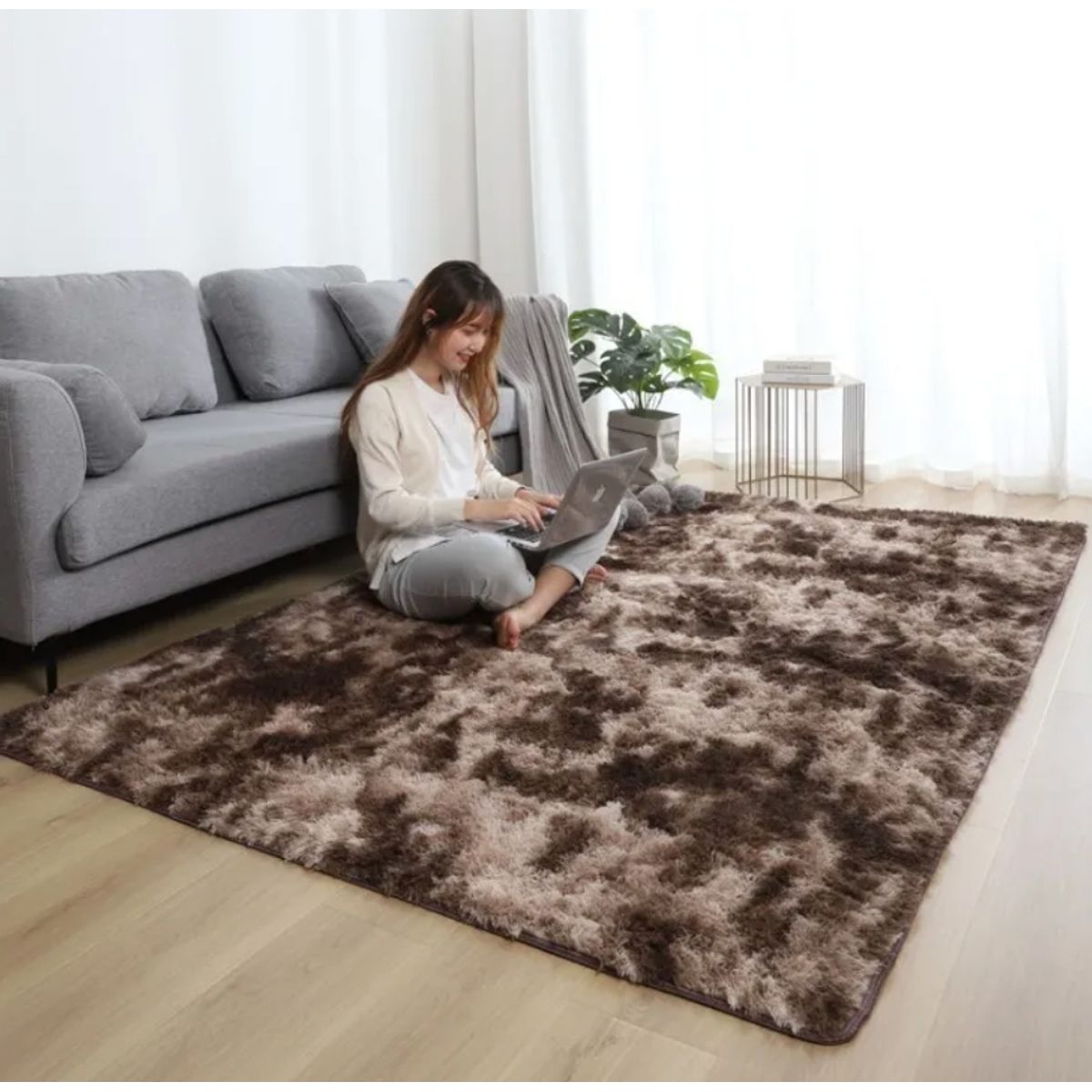 HOMER DESIGN - Alfombra 180x200cm Peluda Super Suave para living bajada de cama