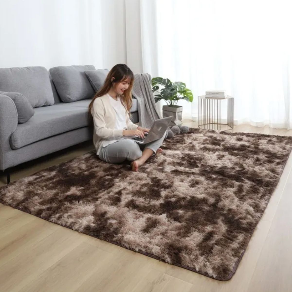 HOMER DESIGN - Alfombra 200x240cm Peluda Super Suave para living bajada de cama