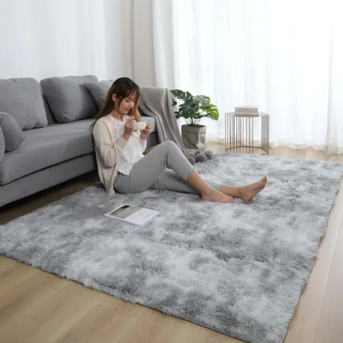 HOMER DESIGN - Alfombra 200x240cm Peluda Super Suave para living bajada de cama