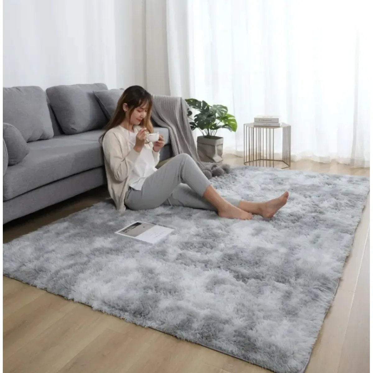 HOMER DESIGN - Alfombra 200x240cm Peluda Super Suave para living bajada de cama