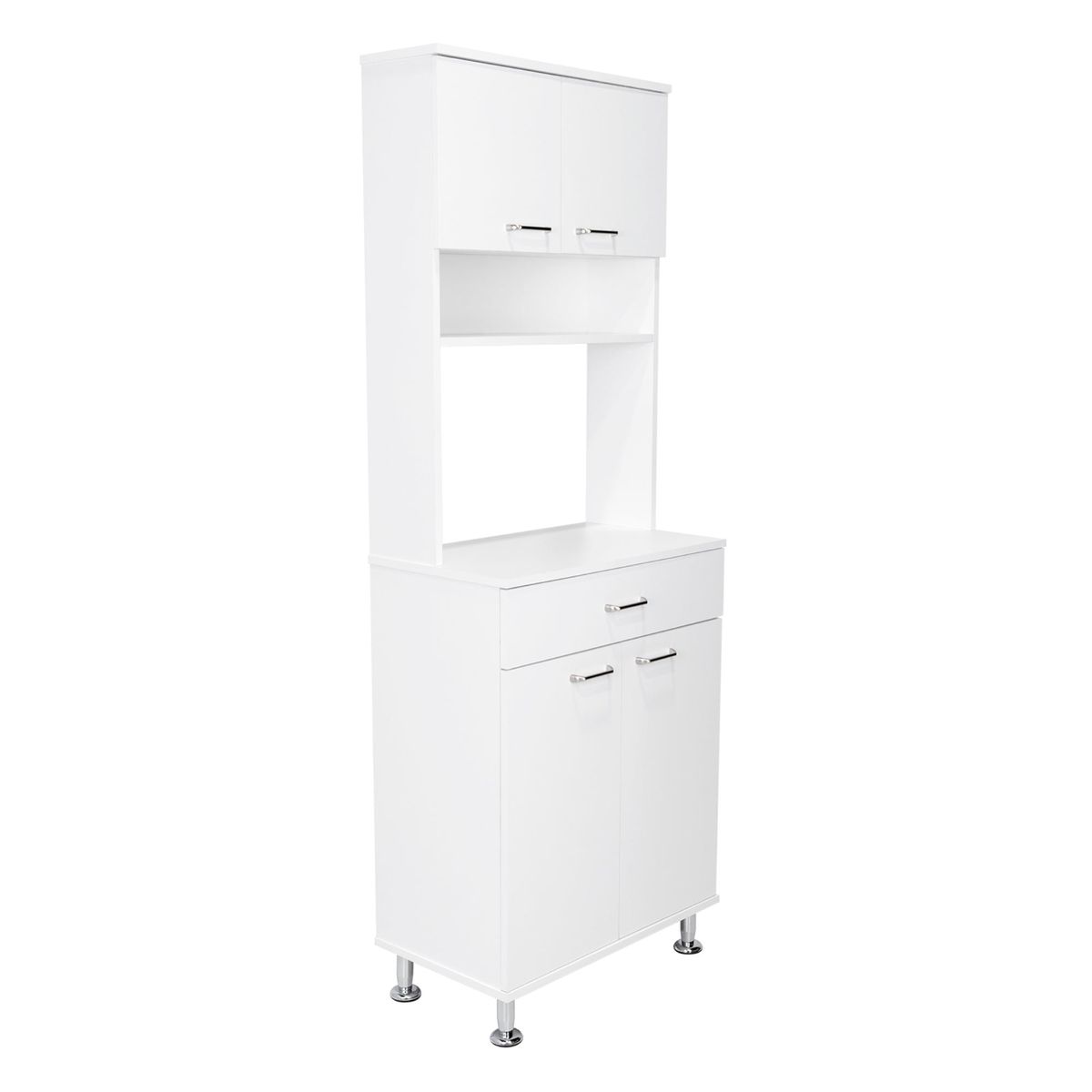 FMFURNITURE - Mueble Microondas 4 Puertas 1 Cajon Blanco 113.5x63.1x36.1 cm