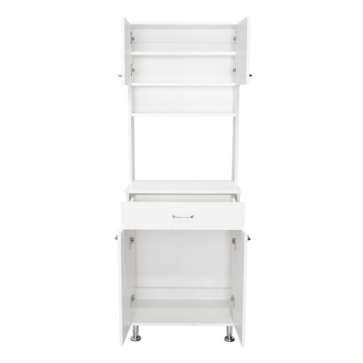 FMFURNITURE - Mueble Microondas 4 Puertas 1 Cajon Blanco 113.5x63.1x36.1 cm